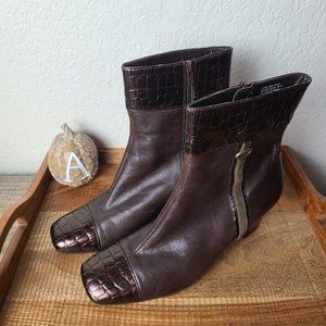 Naturalizer Brown Leather Ankle Boots Size 8